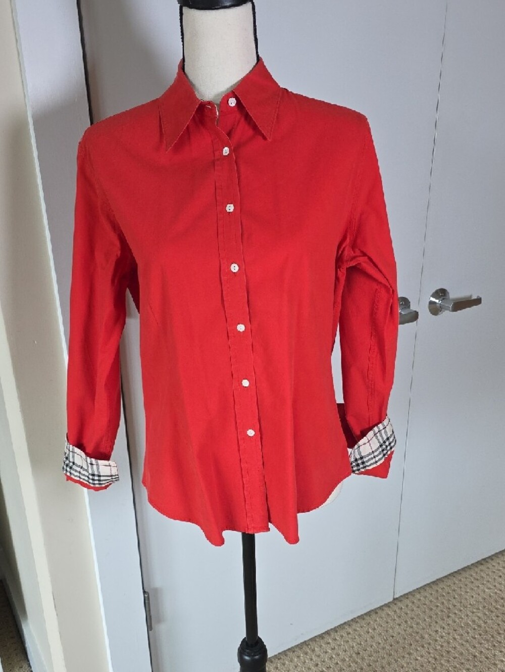 Vintage Burberry Classic Red/Burnt Orange Shirt Size L